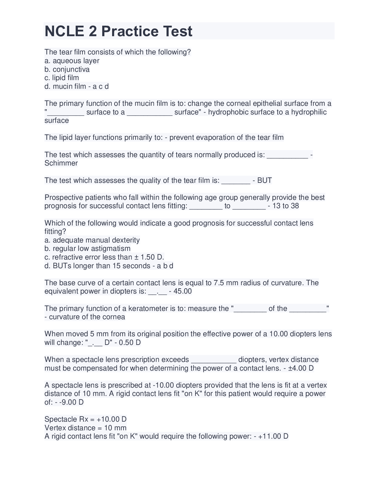 Preview image of NCLE 2 Practice Test document